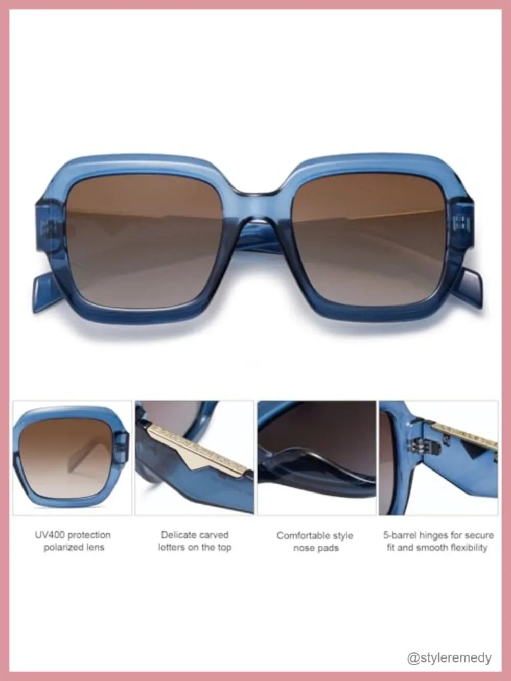 Trendy Square Polarized Sunglasses, UV400 Protection, Retro Polygon Frame
